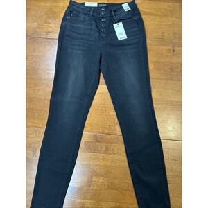 New Judy Blue Jeans Women's Size 27 Black Denim High Waist Skinny Fit Button Fly